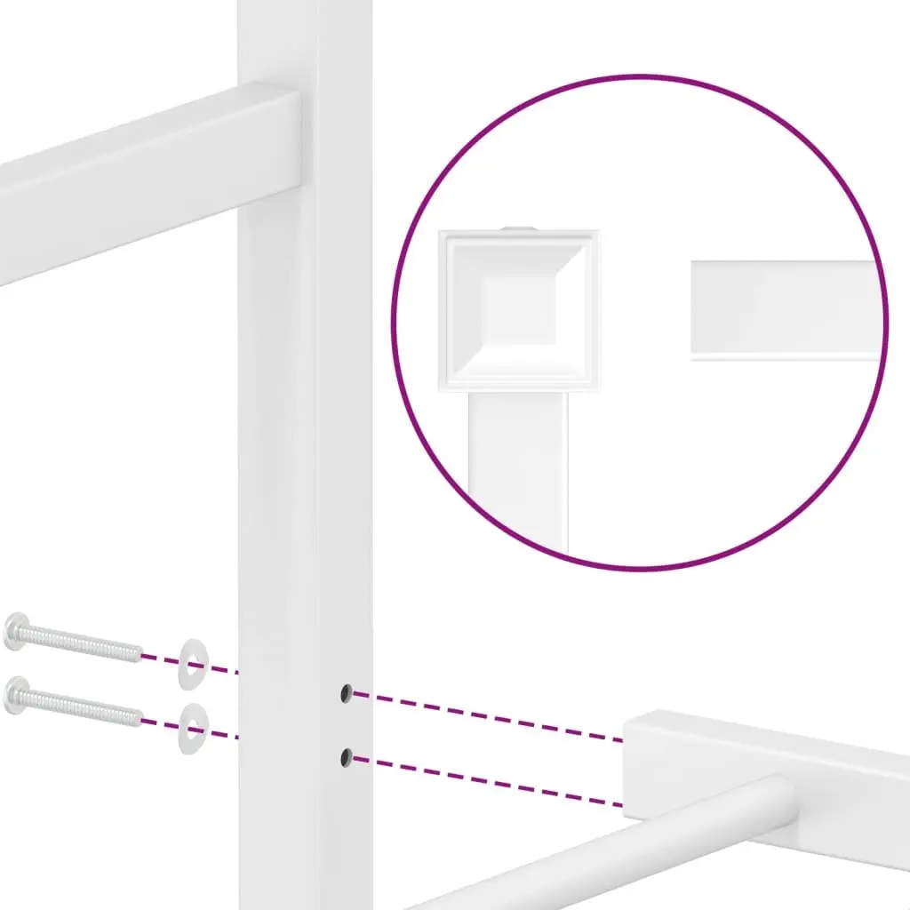 Metal Bed Frame 150x200 cm with Headboard Slatted Base White Bedroom Furniture