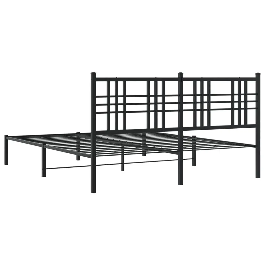Black Metal Bed Frame with Headboard