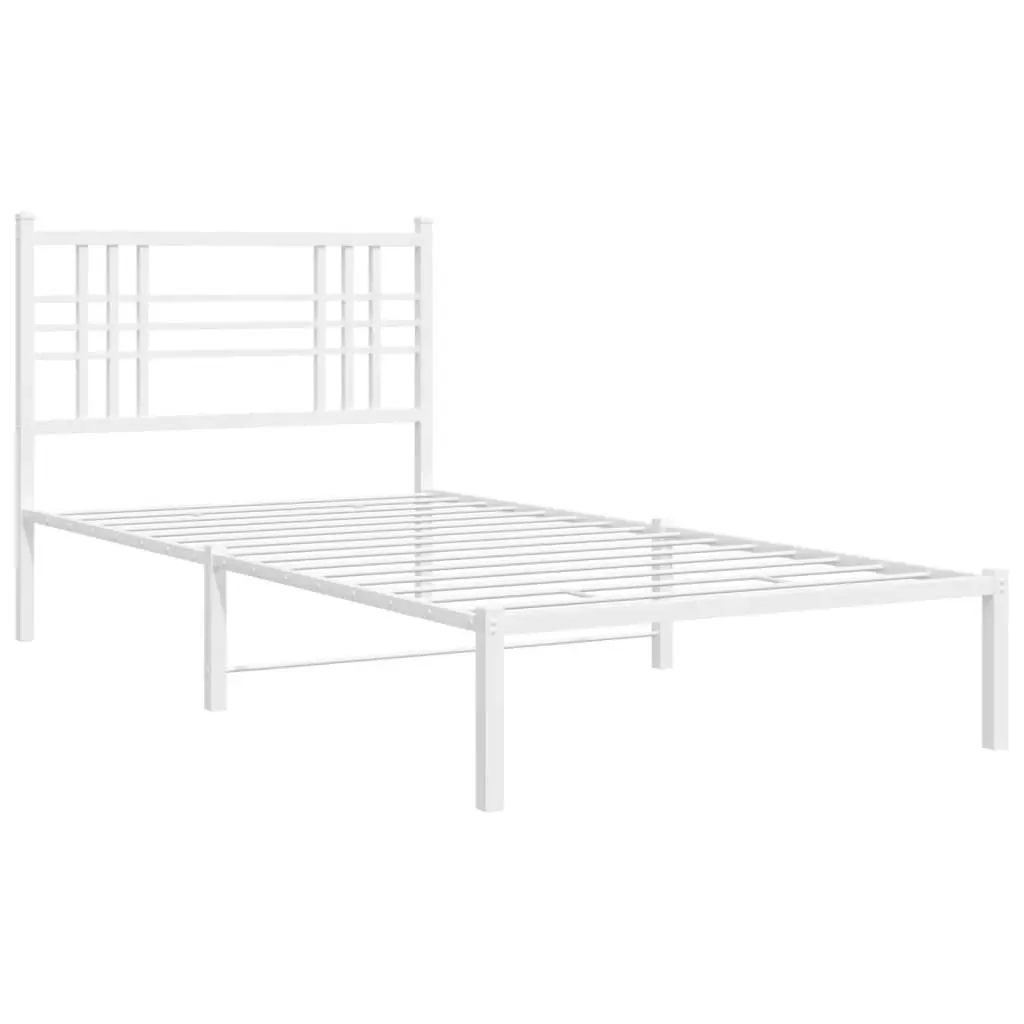 White Metal Bed Frame 90x190 cm with Storage Options