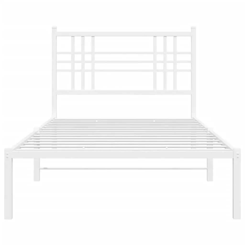 White Metal Bed Frame 90x190 cm with Storage Options