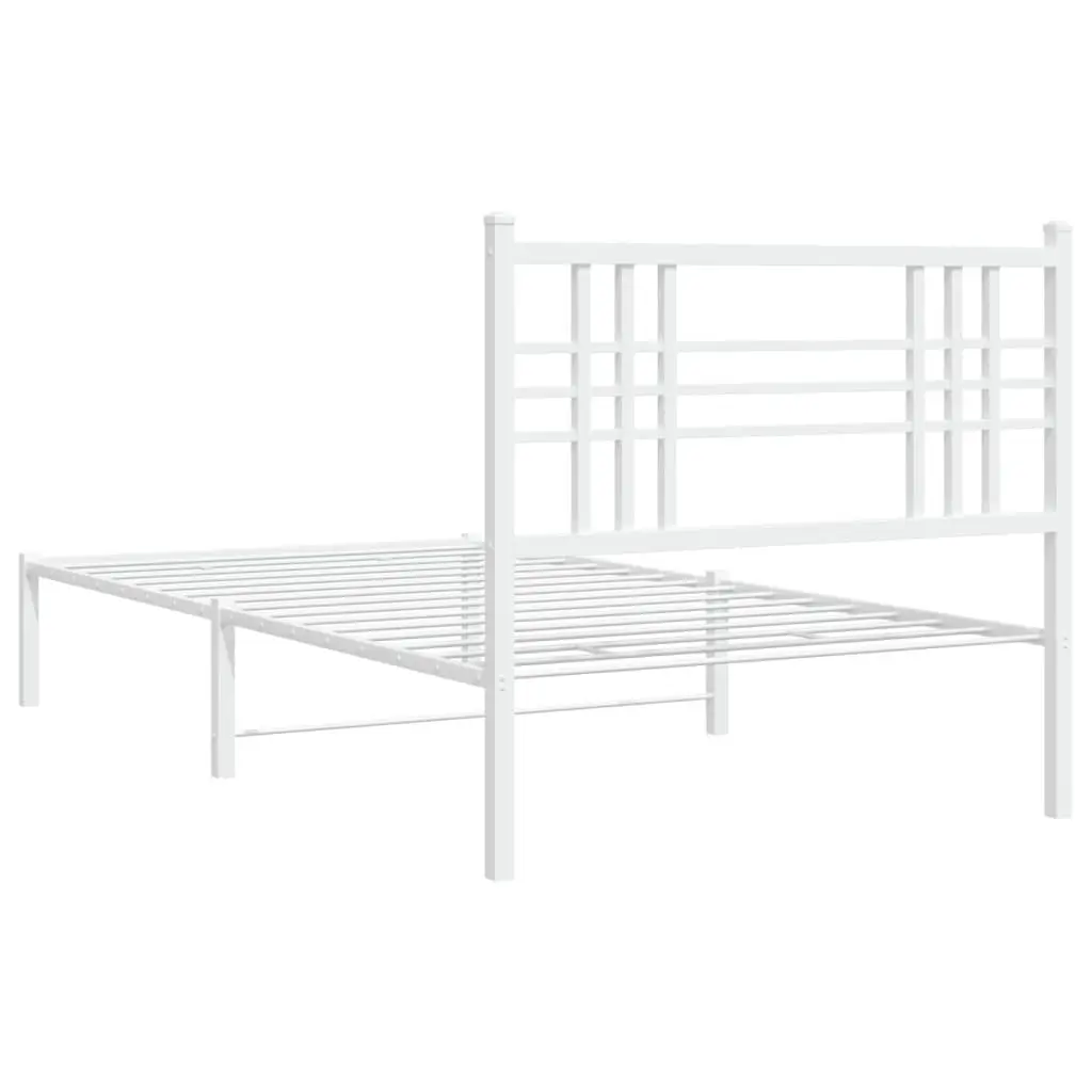 White Metal Bed Frame 90x190 cm with Storage Options
