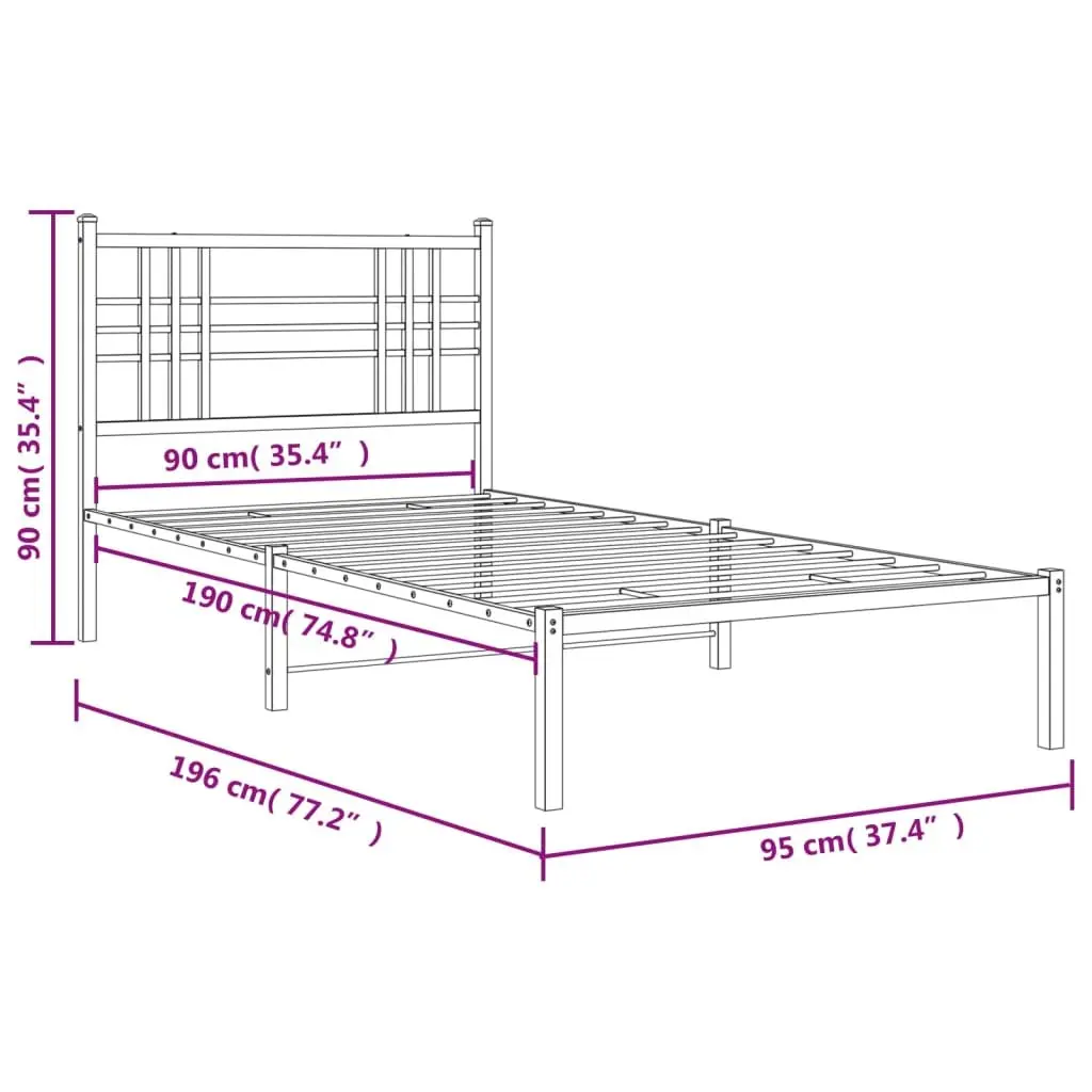 White Metal Bed Frame 90x190 cm with Storage Options