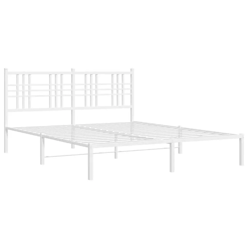 White Metal Bed Frame 150x200 cm for Any Bedroom