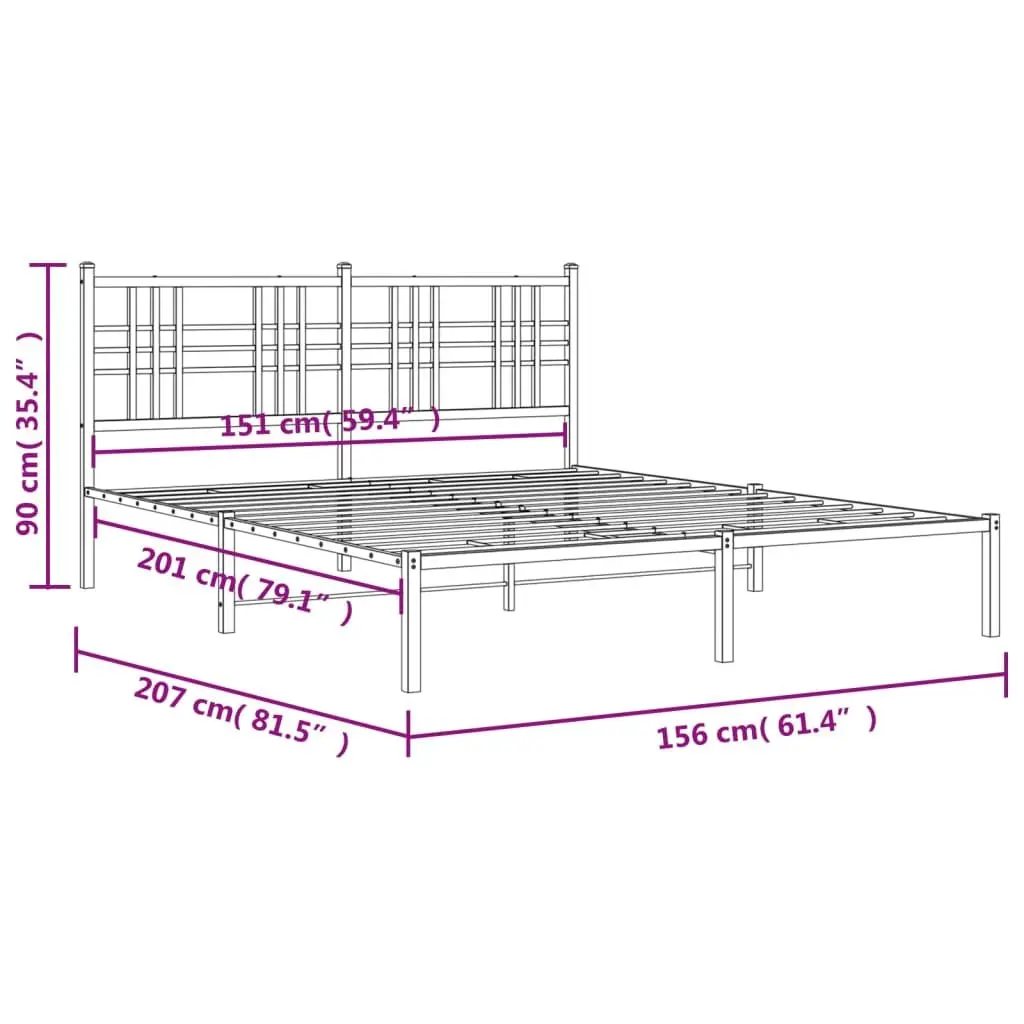 White Metal Bed Frame 150x200 cm for Any Bedroom