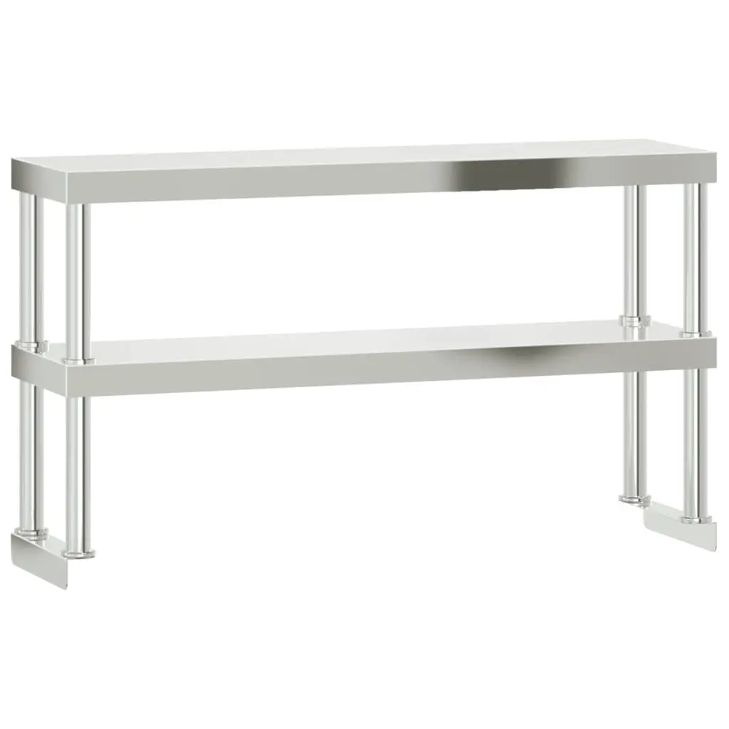 Work Table Overshelf Stainless Steel 2-Tier 110x30x65cm Silver