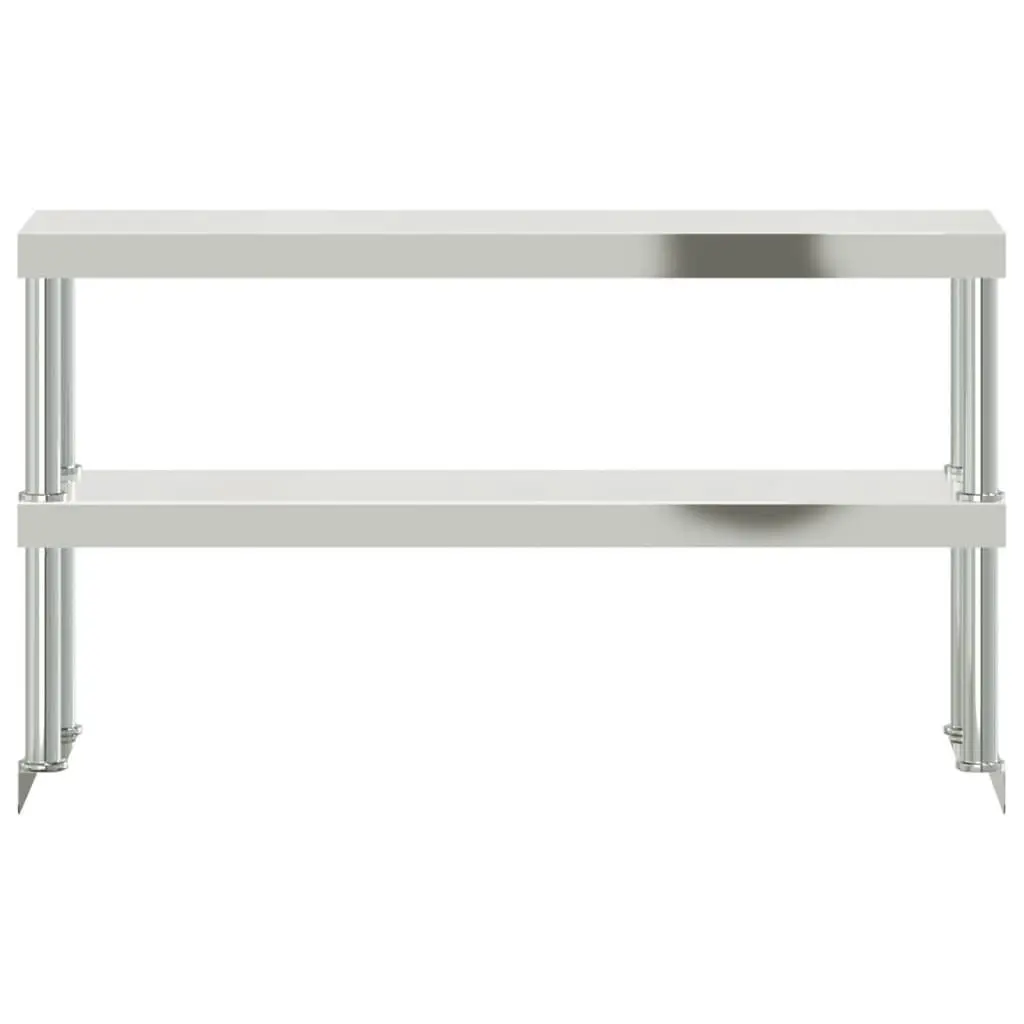 Work Table Overshelf Stainless Steel 2-Tier 110x30x65cm Silver