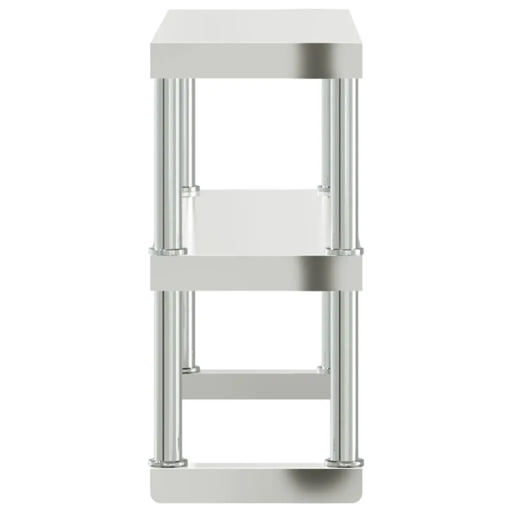 Work Table Overshelf Stainless Steel 2-Tier 110x30x65cm Silver
