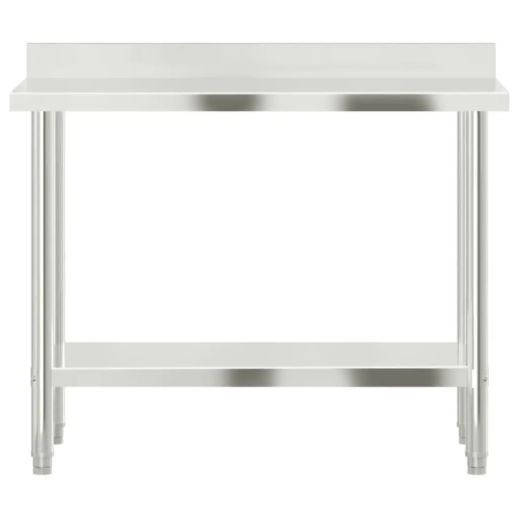 Stainless Steel Kitchen Work Table Prep Station 110x55x93cm with Backsplash