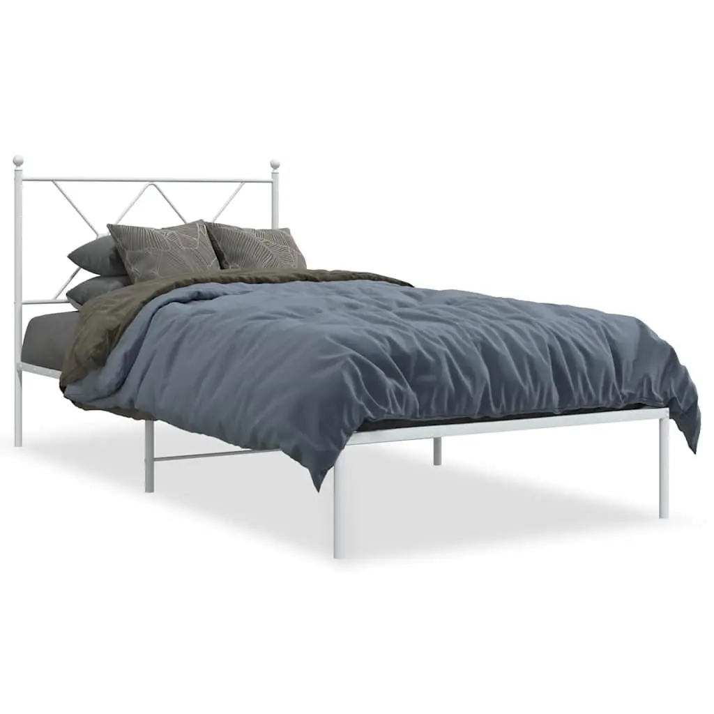 Metal Bed Frame 90x190 cm with Headboard Storage