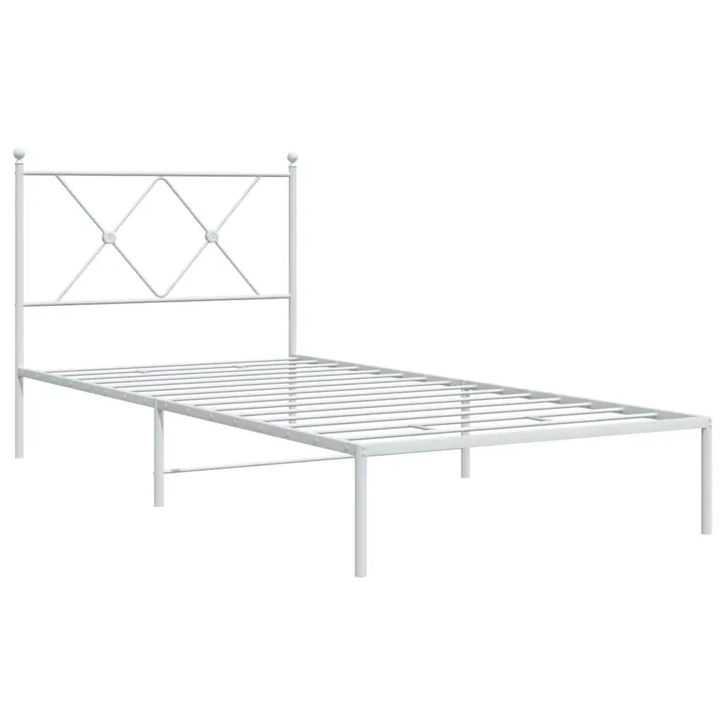 Metal Bed Frame 90x190 cm with Headboard Storage