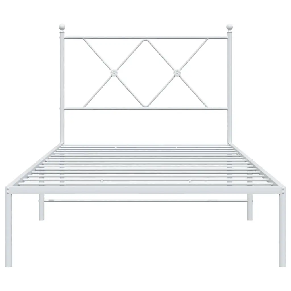 Metal Bed Frame 90x190 cm with Headboard Storage