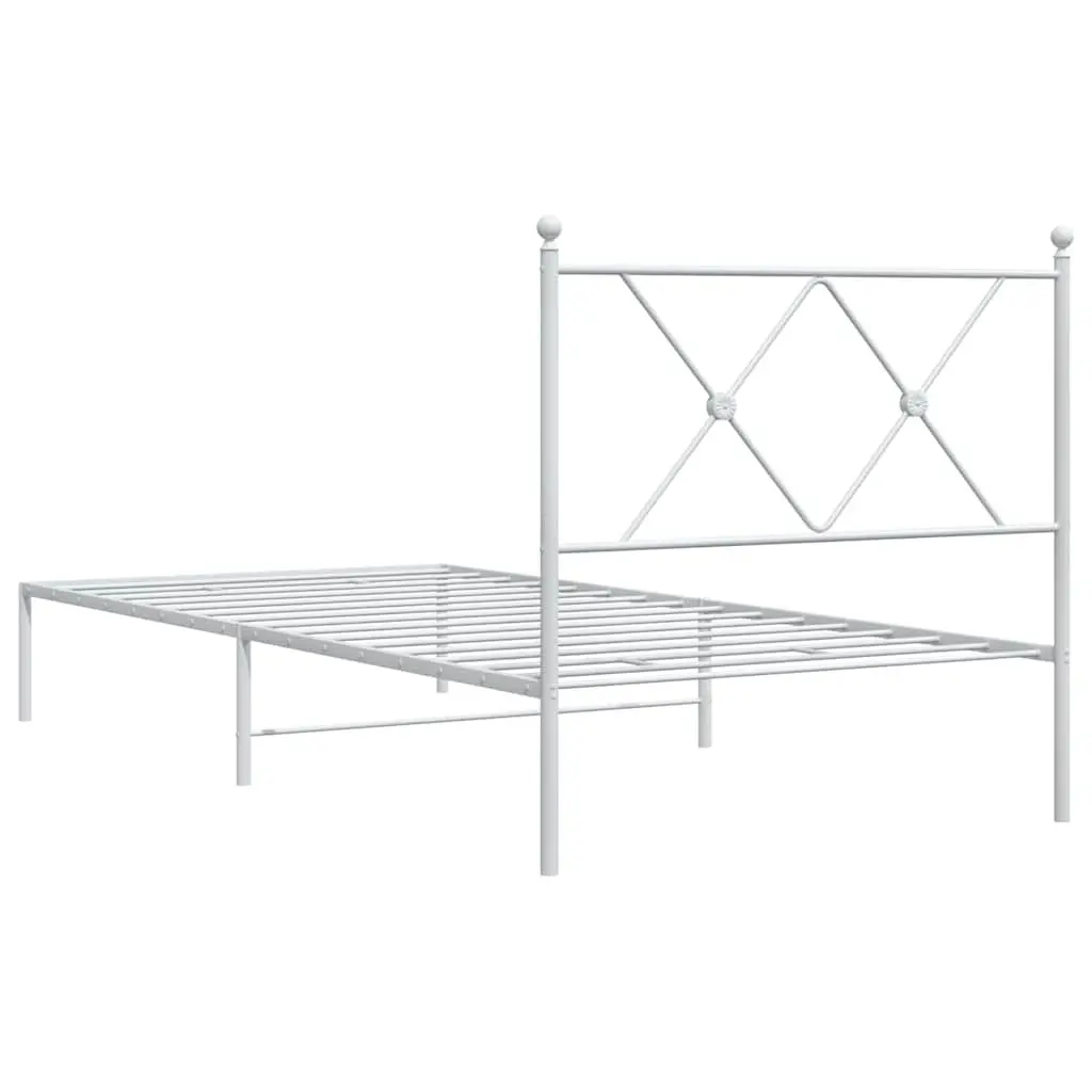 Metal Bed Frame 90x190 cm with Headboard Storage