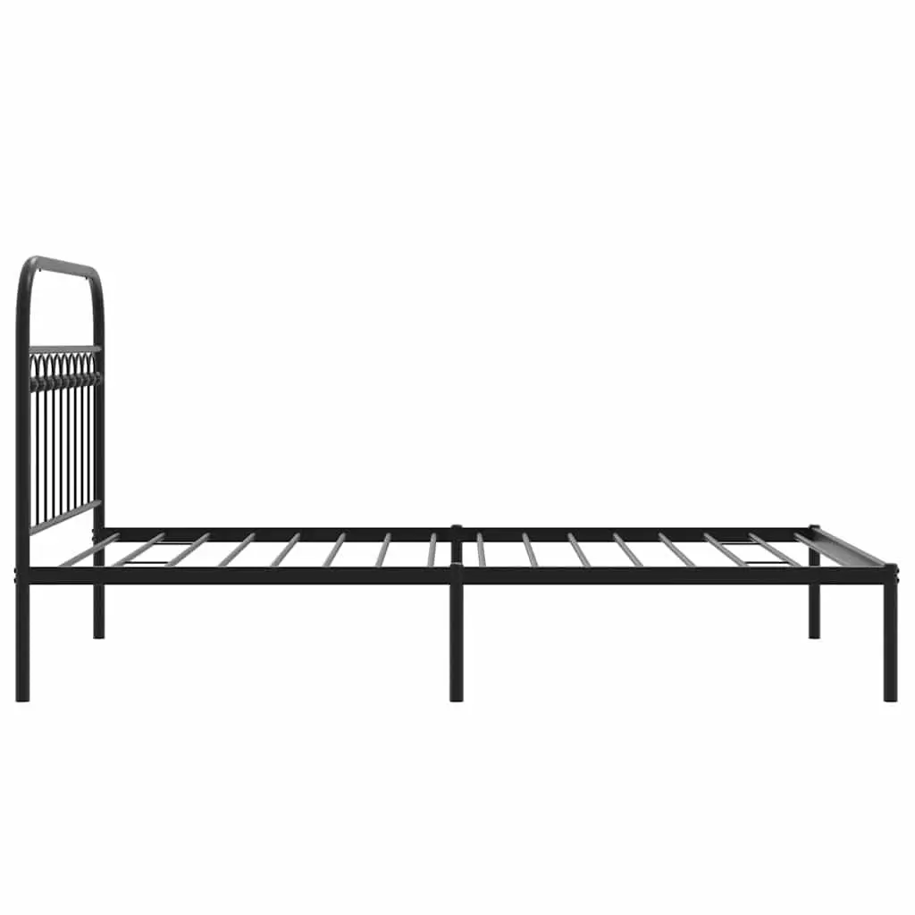 Metal Bed Frame King Single 107x203 cm with Headboard Storage Black Bedroom