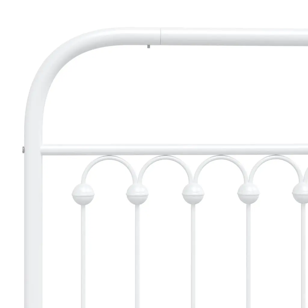 White Metal Bed Frame 150x200cm with Storage and Headboard for Bedroom
