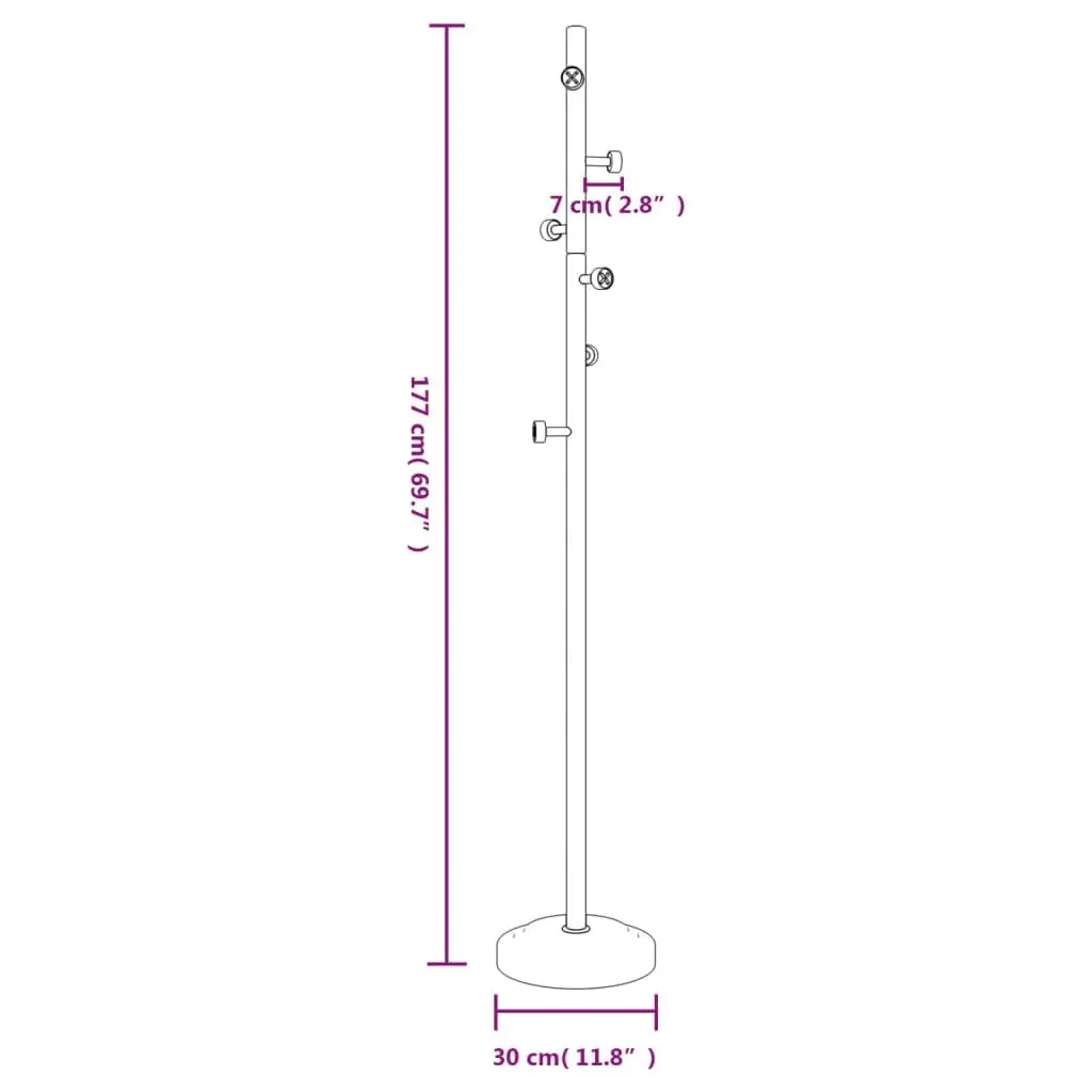 Coat Stand Iron Beech Wood 177cm Black Storage Rack with 6 Hooks for Organising Coats Jackets Hats and Bags in Hallway Living Room Bedroom