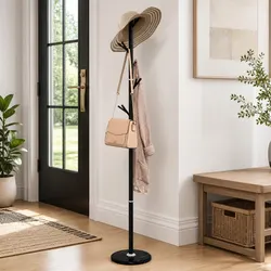 Free-Standing Black Coat Rack with Versatile Hooks