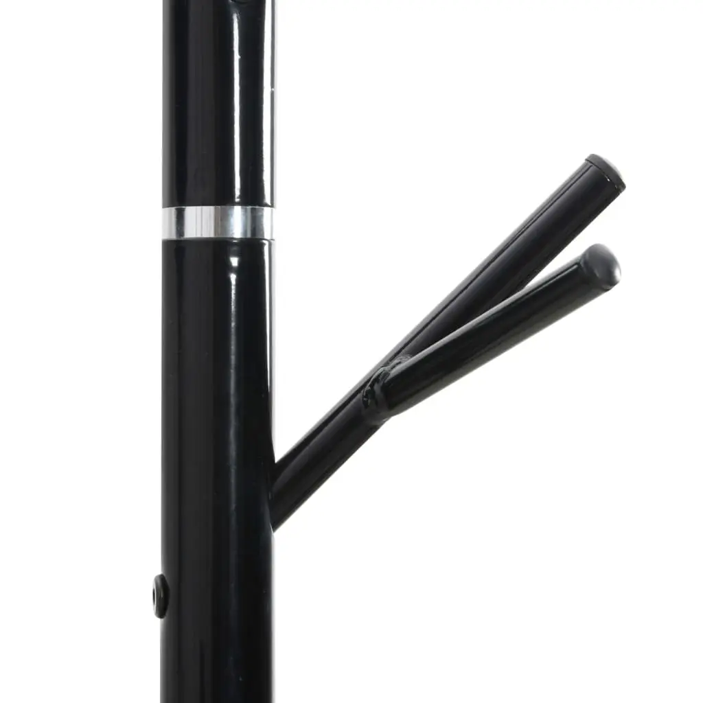 Coat Stand Iron Frame 175 cm Black 12 Hooks Free-standing Storage Organizer
