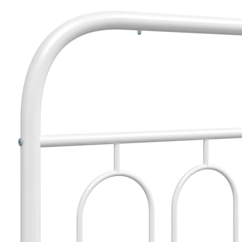Metal Bed Frame 90x190 cm with Headboard Slatted Base Storage White