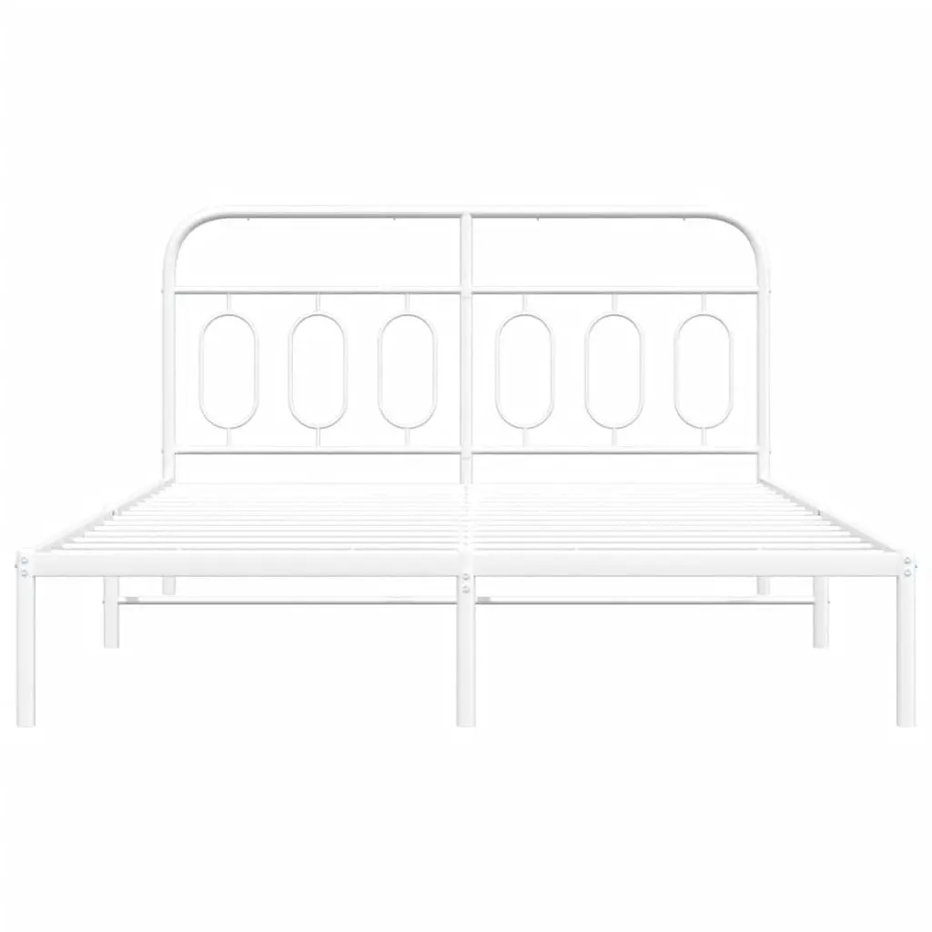 Metal Bed Frame Steel Construction 150x200 cm White