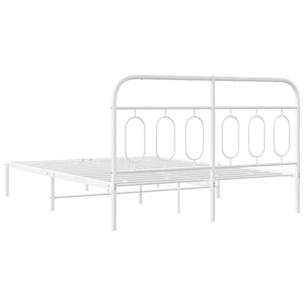 Metal Bed Frame Steel Construction 150x200 cm White