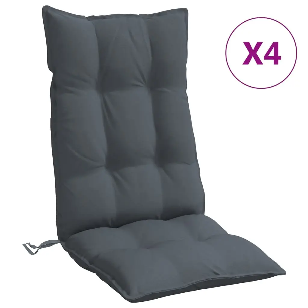 Highback Chair Cushions Oxford Fabric 4 Pieces Anthracite