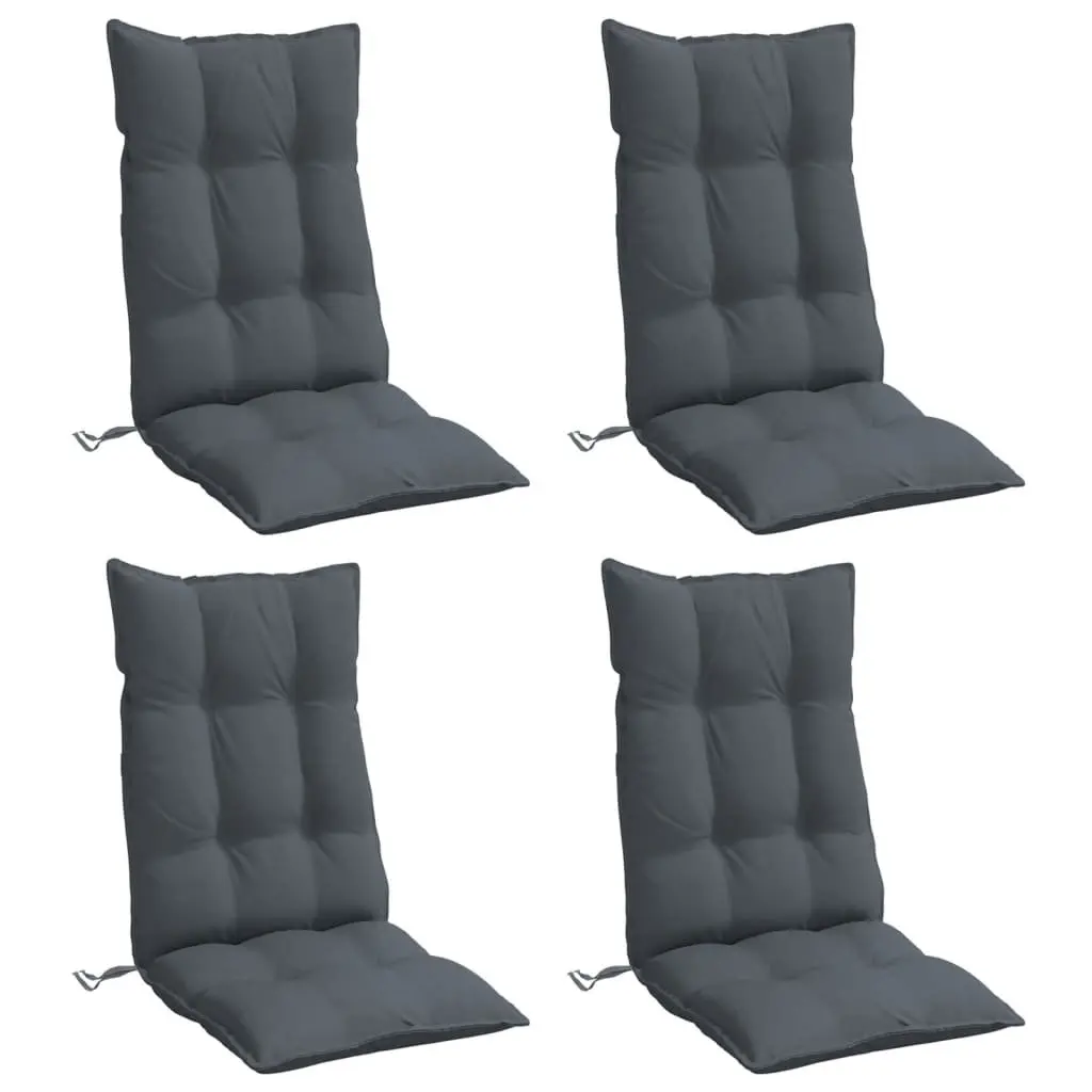 Highback Chair Cushions Oxford Fabric 4 Pieces Anthracite