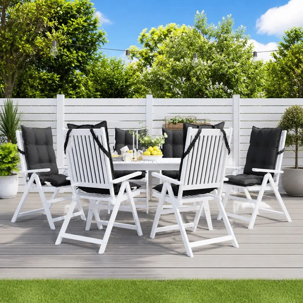 Highback Chair Cushions Oxford Fabric 6 Piece Anthracite Outdoor Garden Patio