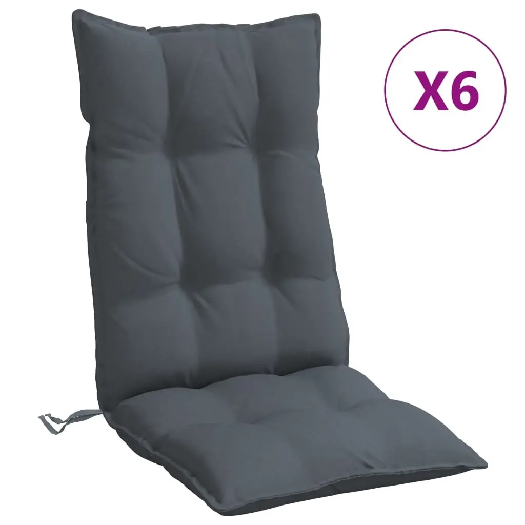 Highback Chair Cushions Oxford Fabric 6 Piece Anthracite Outdoor Garden Patio