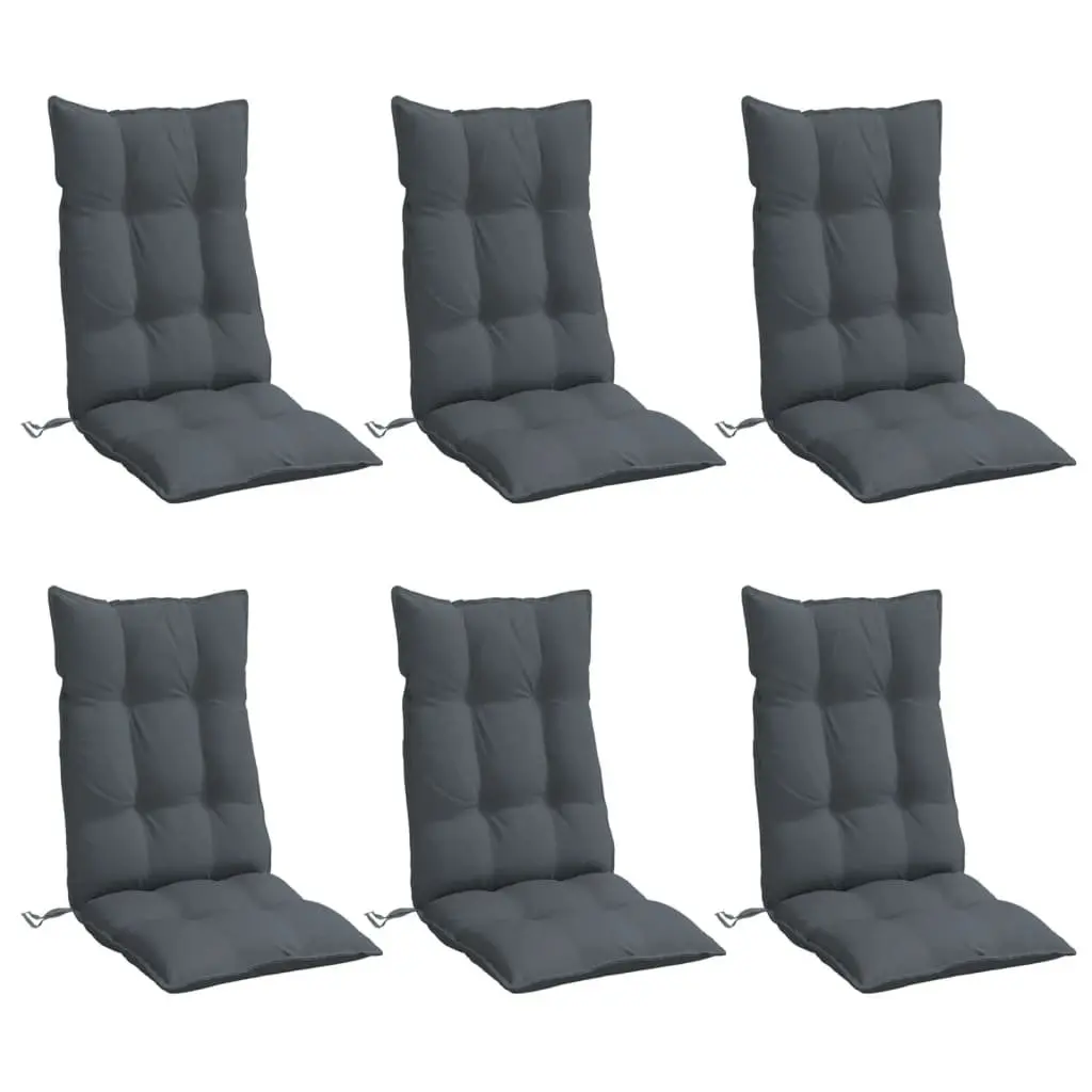 Highback Chair Cushions Oxford Fabric 6 Piece Anthracite Outdoor Garden Patio