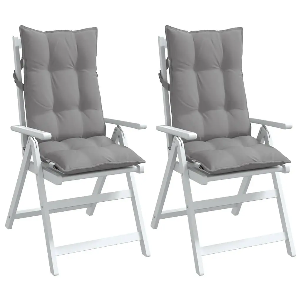 Highback Chair Cushions Oxford Fabric Grey 2 Piece Outdoor Garden Patio Seat Pad