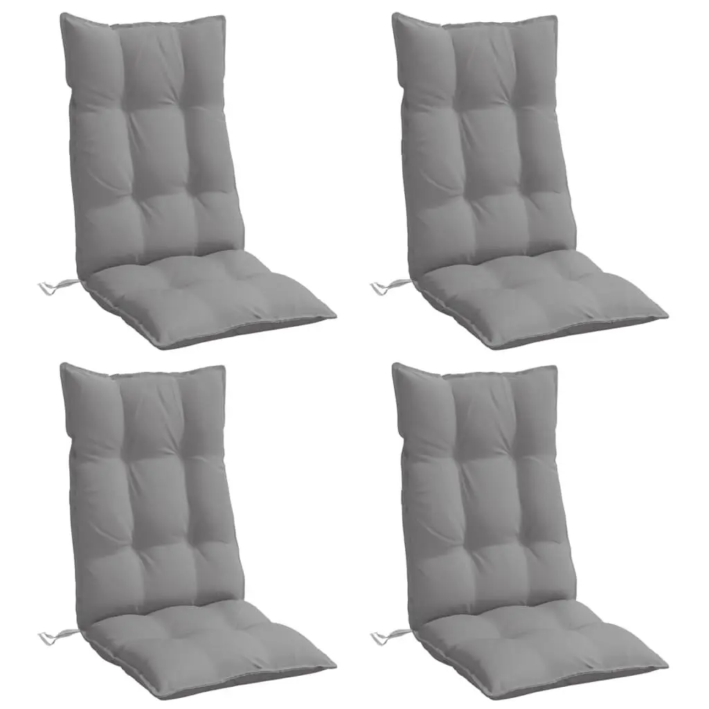 Highback Chair Cushions 4 Pieces Grey Oxford Fabric Outdoor Garden Patio Seat