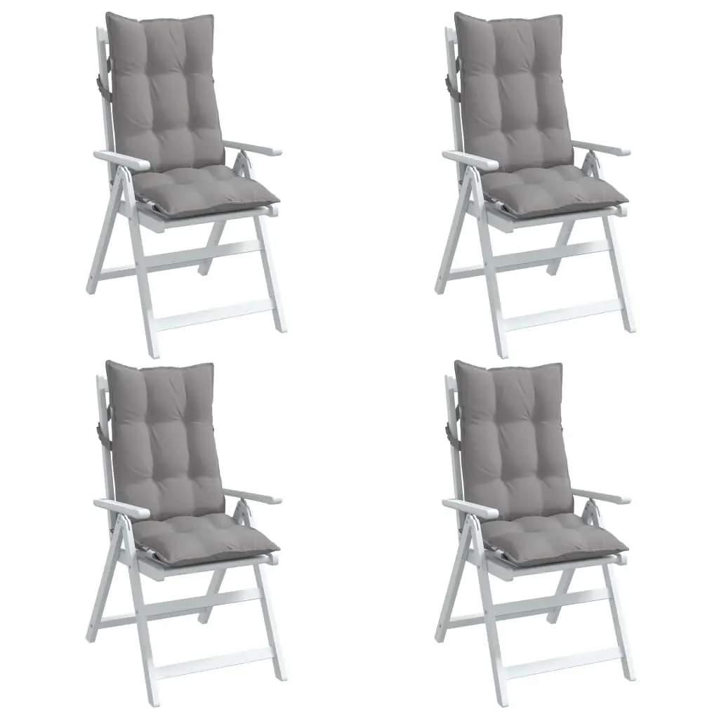 Highback Chair Cushions 4 Pieces Grey Oxford Fabric Outdoor Garden Patio Seat