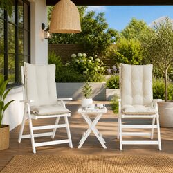 Highback Chair Cushions 2 pcs Cream Oxford Fabric Water-Resistant Garden Patio