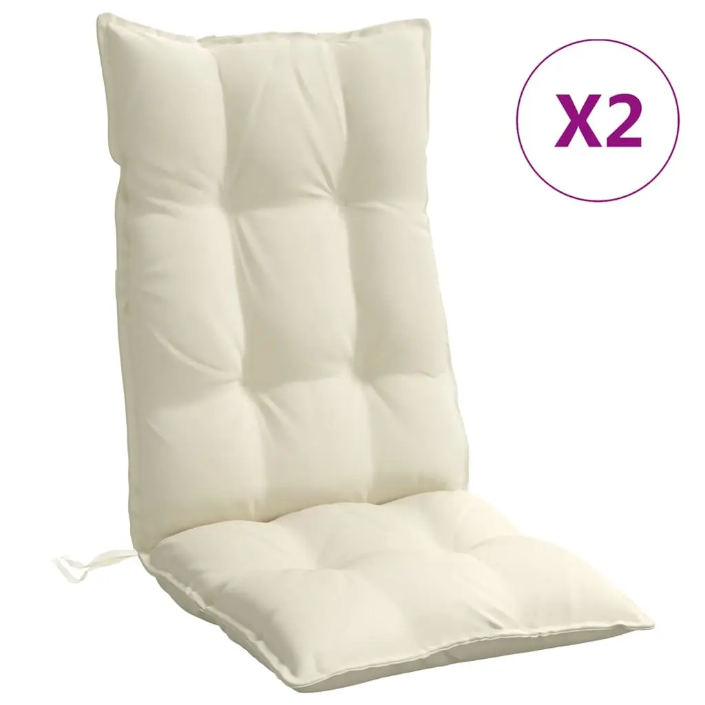 Highback Chair Cushions Oxford Fabric 2 pcs Cream Water-Resistant