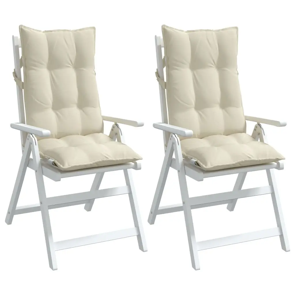 Highback Chair Cushions Oxford Fabric 2 pcs Cream Water-Resistant