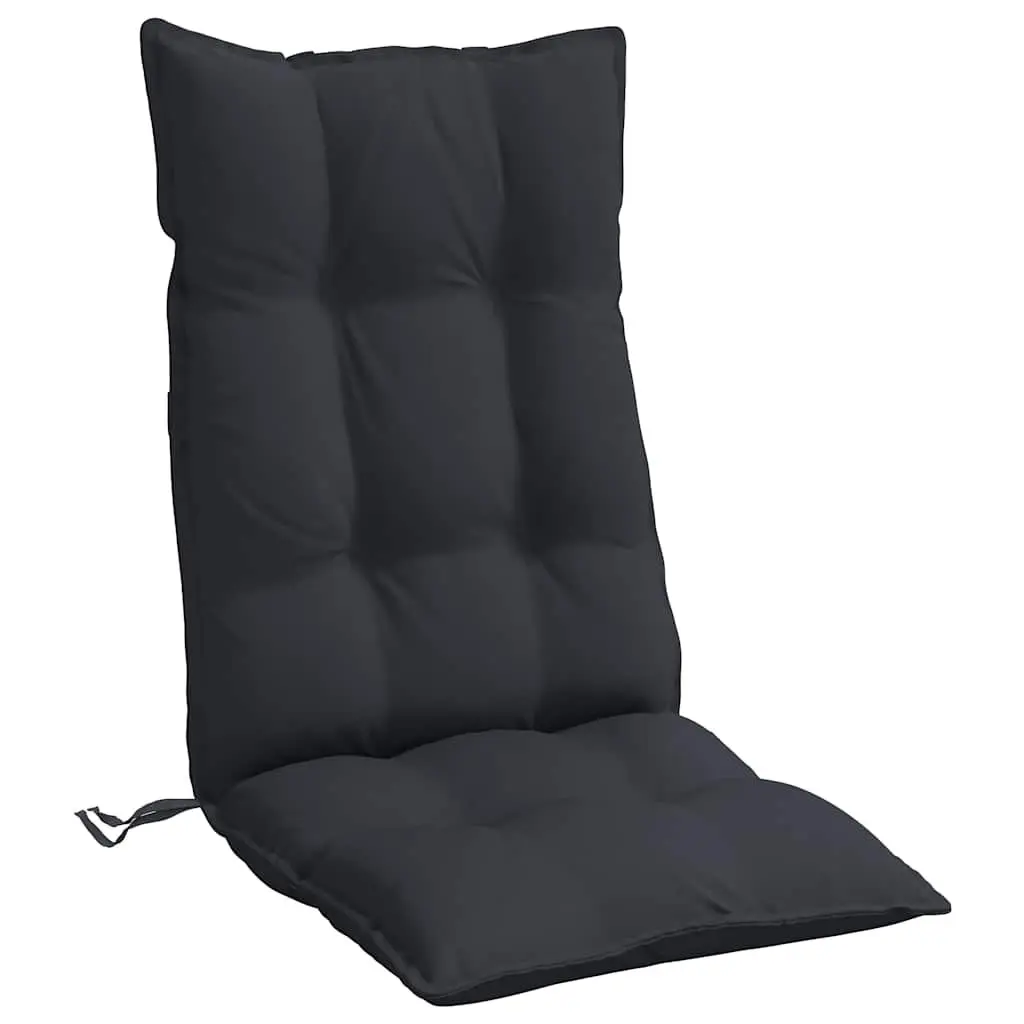 Black Oxford Fabric Highback Chair Cushions 2 Piece Outdoor Patio Seat Pad