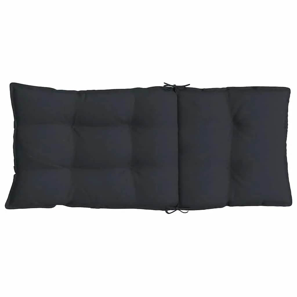 Black Oxford Fabric Highback Chair Cushions 2 Piece Outdoor Patio Seat Pad