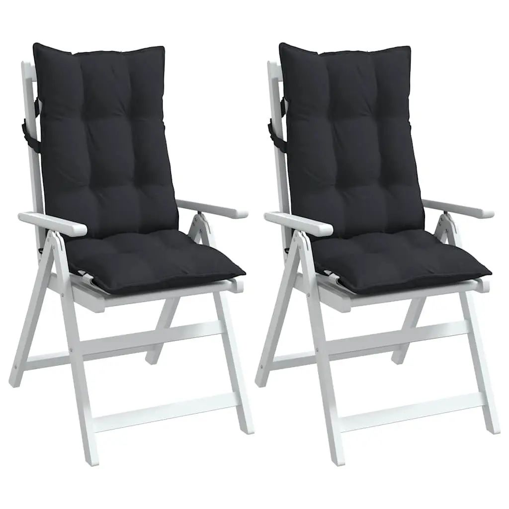 Black Oxford Fabric Highback Chair Cushions 2 Piece Outdoor Patio Seat Pad