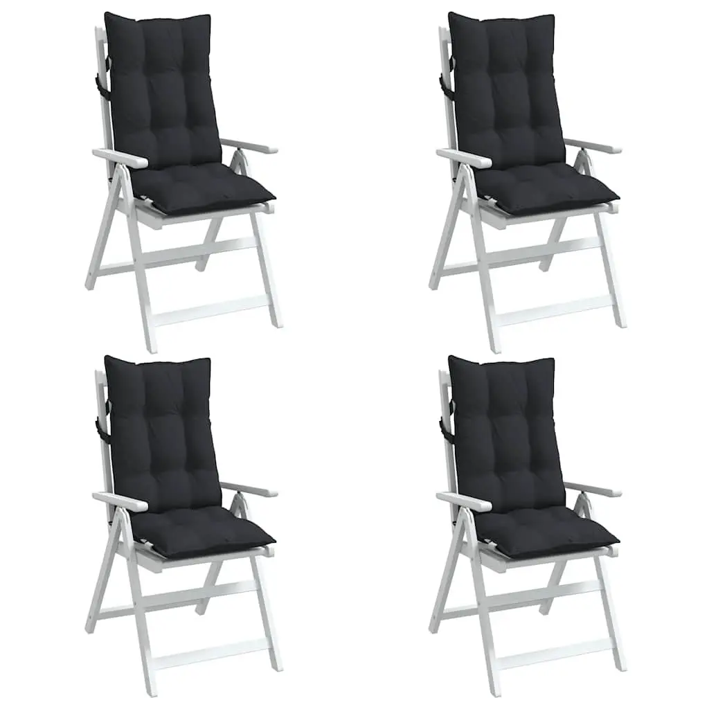 Highback Chair Cushions Oxford Fabric 4 Piece Black Outdoor Garden Patio Seat Pad