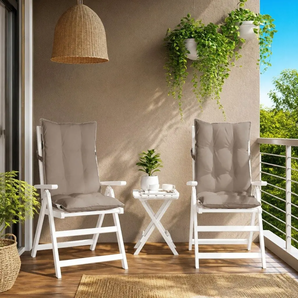 Highback Chair Cushions Oxford Fabric 2 pcs Taupe Outdoor Garden Patio Furniture