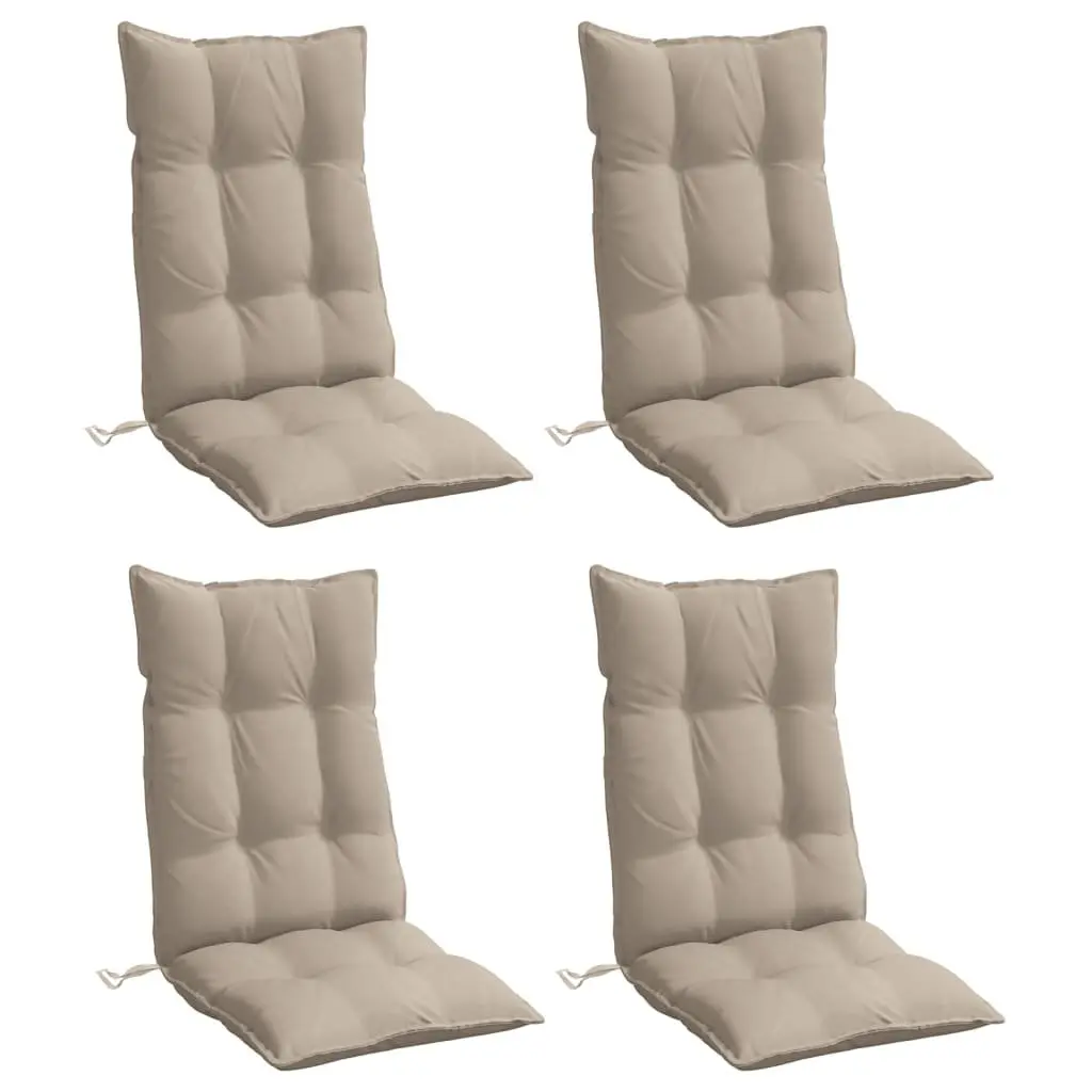 Highback Chair Cushions Oxford Fabric 4 pcs Taupe Outdoor Garden Patio Seat Pad