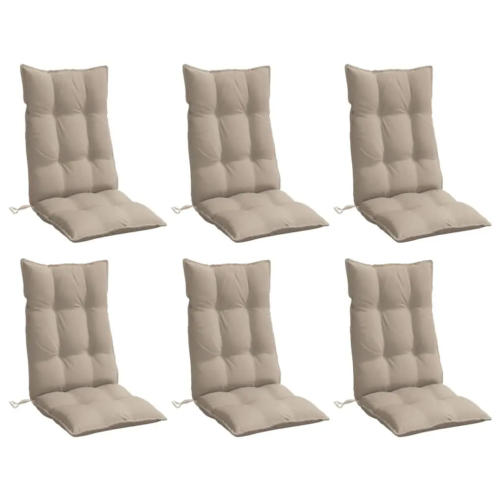 Highback Cushions 6 Piece Outdoor Waterproof Taupe Oxford Fabric Garden Patio Seat Pads