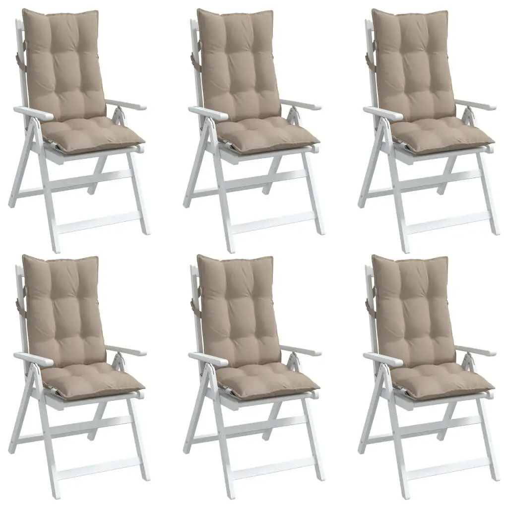 Highback Cushions 6 Piece Outdoor Waterproof Taupe Oxford Fabric Garden Patio Seat Pads