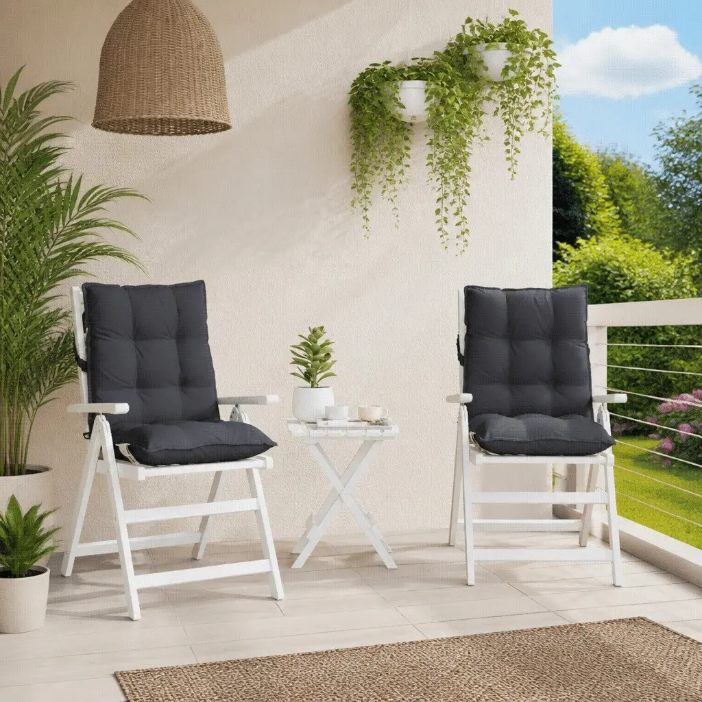 Lowback Chair Cushions Oxford Fabric 2 pcs Anthracite Outdoor Garden Patio Seat