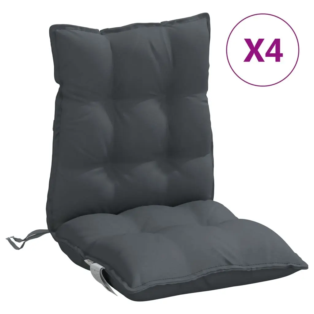 Low Back Chair Cushions Oxford Fabric 50 x 100 cm Anthracite 4 Piece