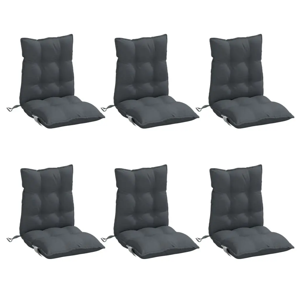 Lowback Cushions 6 Piece Anthracite Oxford Fabric Outdoor Garden Patio