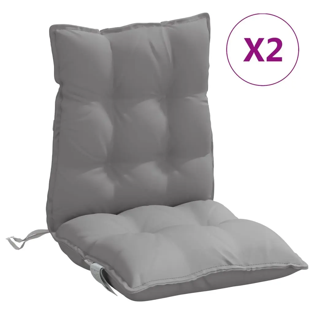Lowback Chair Cushions 2 Pieces Grey Oxford Fabric Outdoor Garden Patio Seat Pad