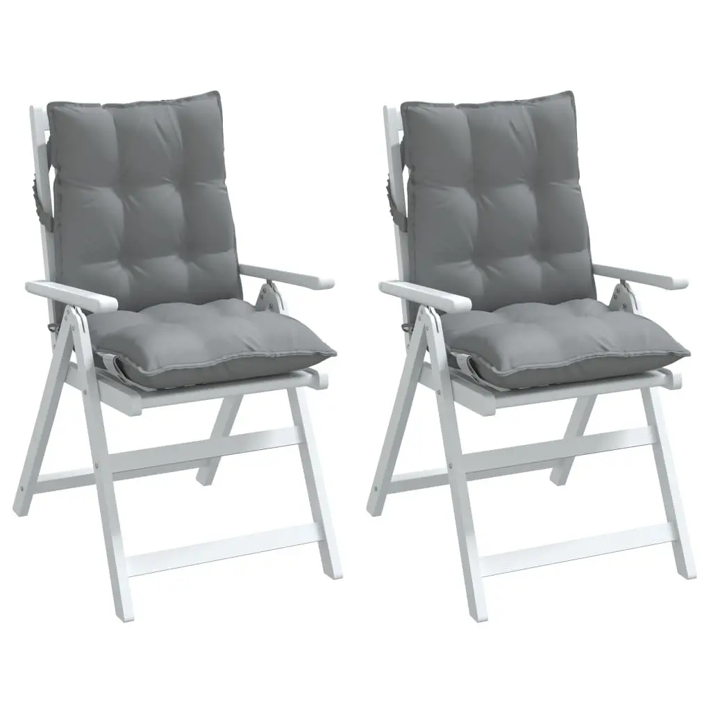 Lowback Chair Cushions 2 Pieces Grey Oxford Fabric Outdoor Garden Patio Seat Pad