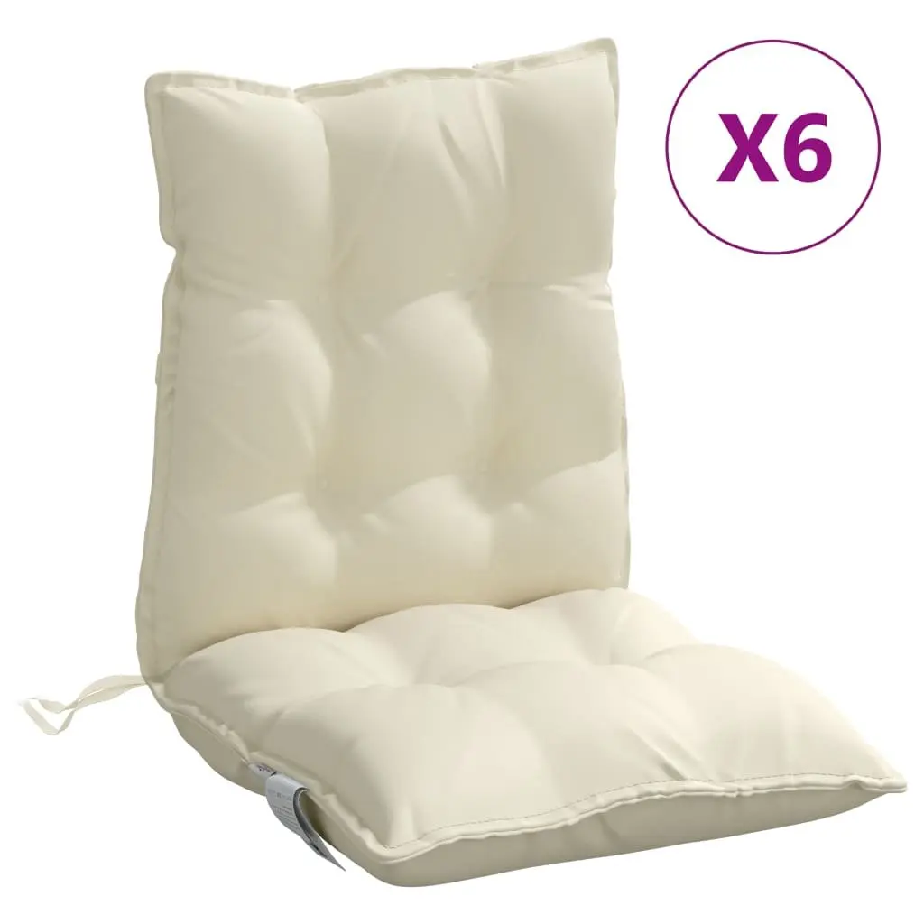 Lowback Chair Cushions 6 pcs Cream Oxford Fabric Outdoor Garden Patio Seat Pad