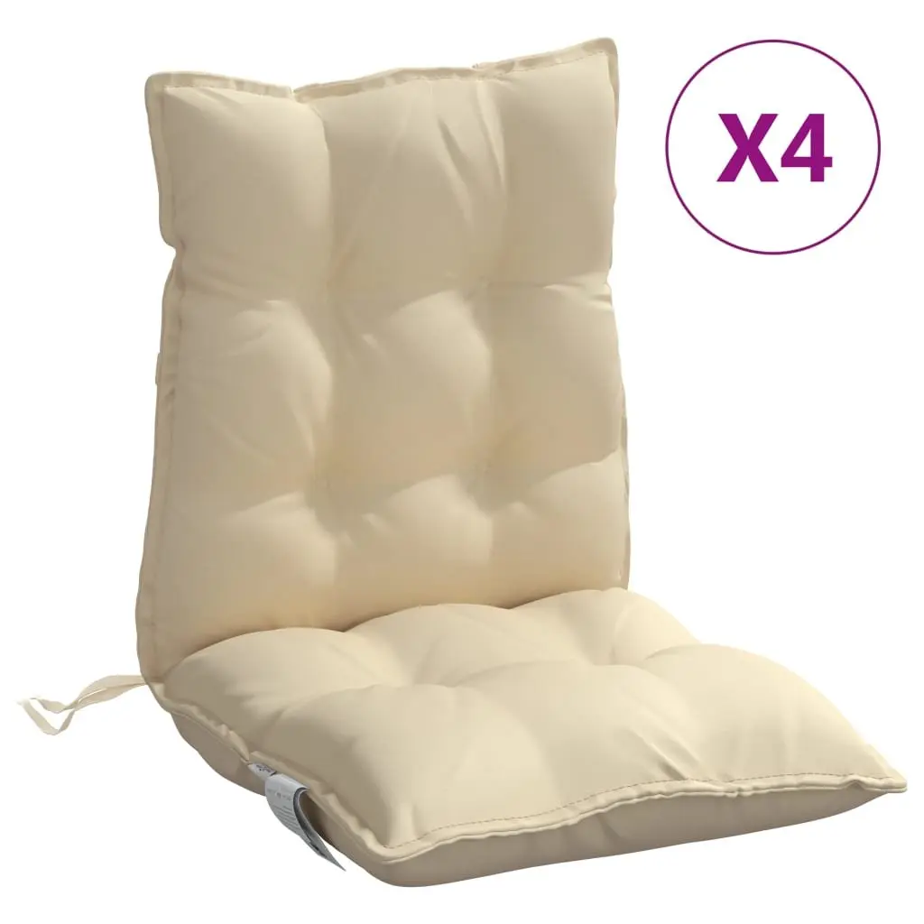 Lowback Chair Cushions Oxford Fabric 4 pcs Beige Outdoor Garden Patio Seat Pad